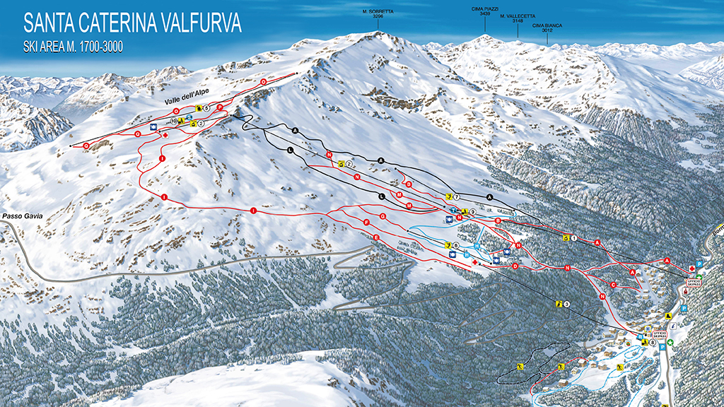 Cartina Santa Caterina Valfurva - Mappa piste sci Santa Caterina Valfurva