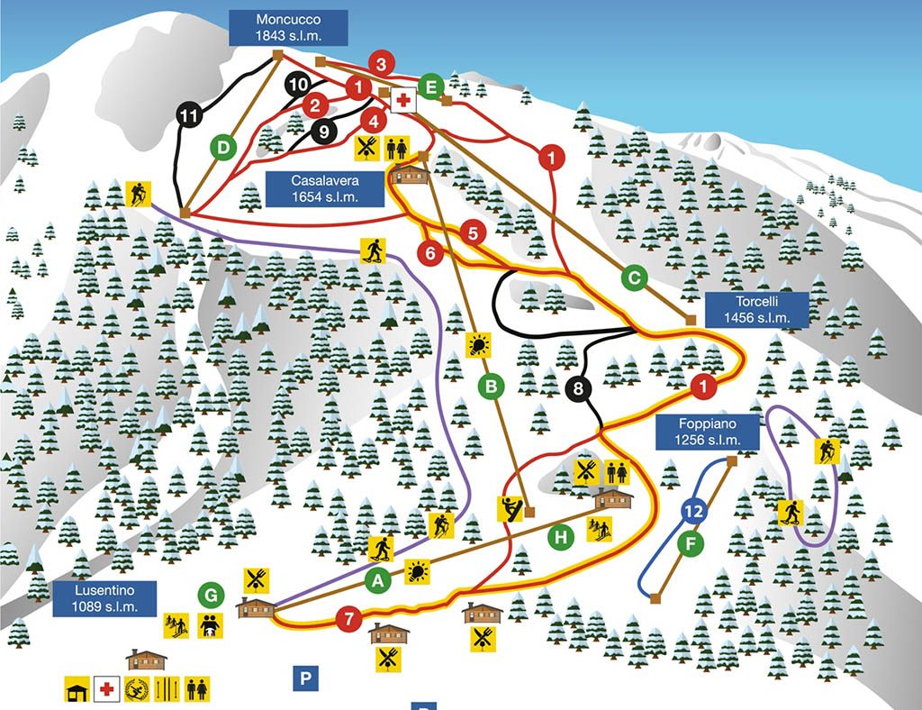 Cartina Domobianca - Mappa piste di sci Domobianca