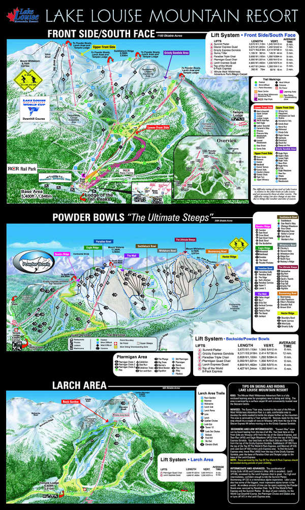 cartina piste sci skimap lake louise