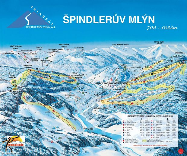 cartina piste sci skimap spindleruv mlyn