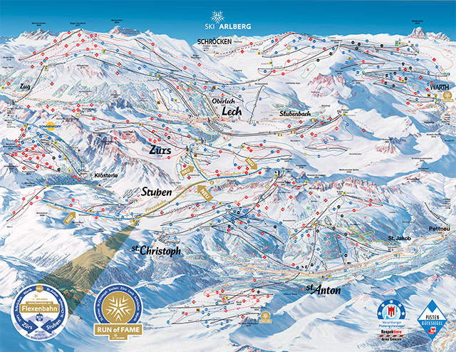 Cartina piste sci Lech in Arlberg