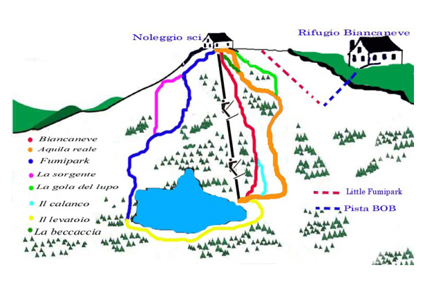 Cartina delle piste di sci di Balze