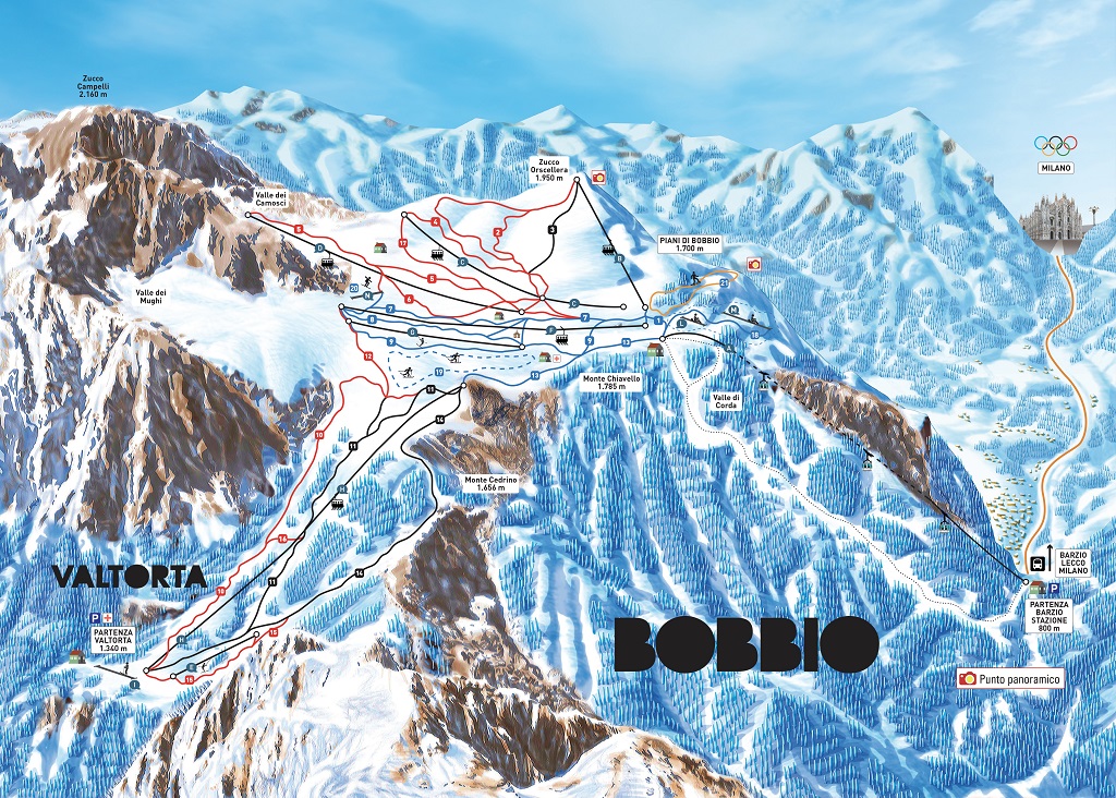 Cartina Piani di Bobbio Valtorta - Mappa piste sci Piani di Bobbio