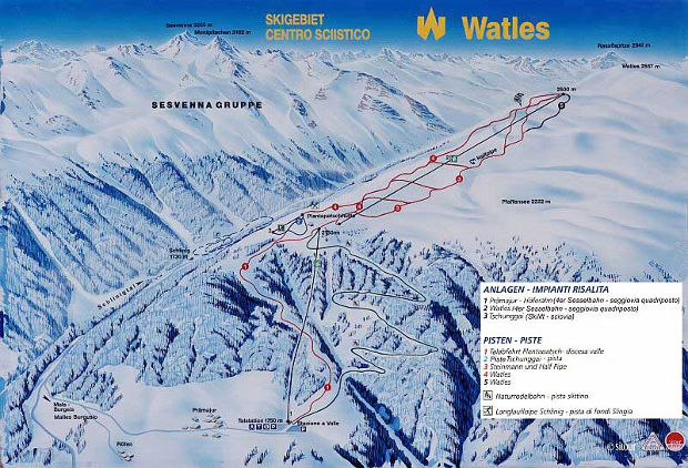 cartina piste sci skimap watles