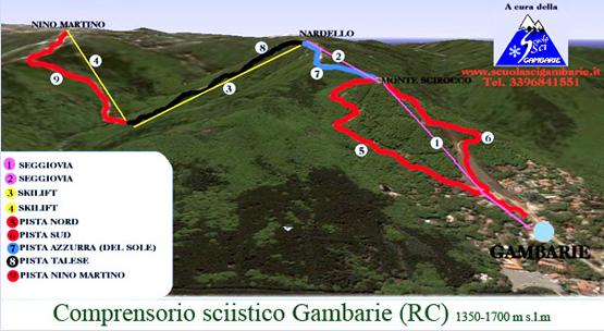 cartina piste sci skimap gambarie aspromonte