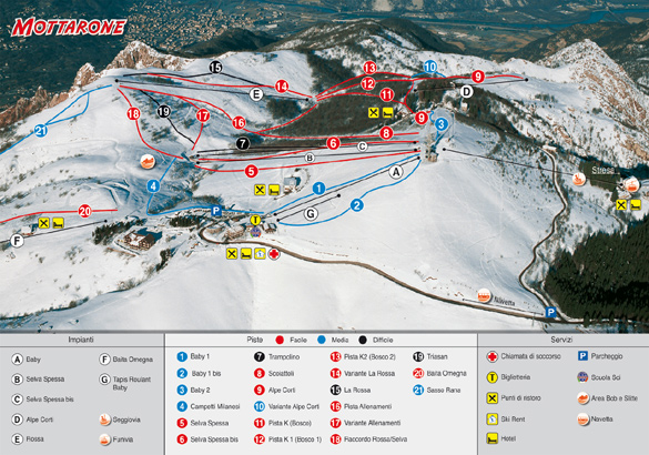 cartina piste sci skimap mottarone