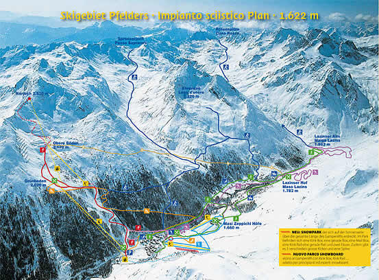 cartina piste sci skimap plan passiria - pfelders