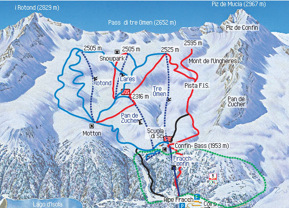 cartina piste sci skimap san bernardino