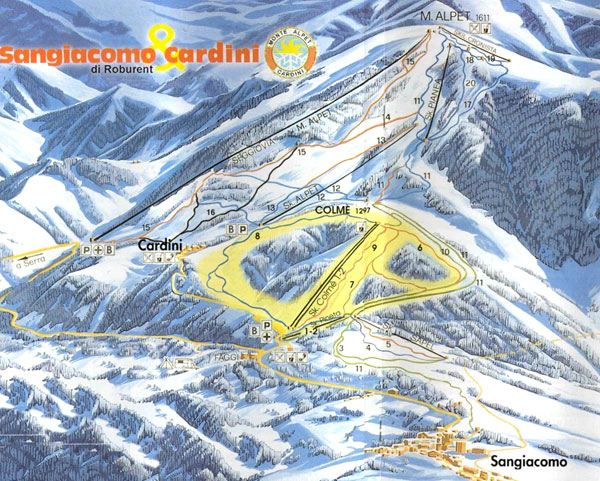 cartina piste sci skimap can giacomo di roburent