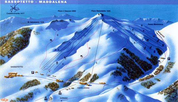 cartina piste sci skimap sarnano sassotetto