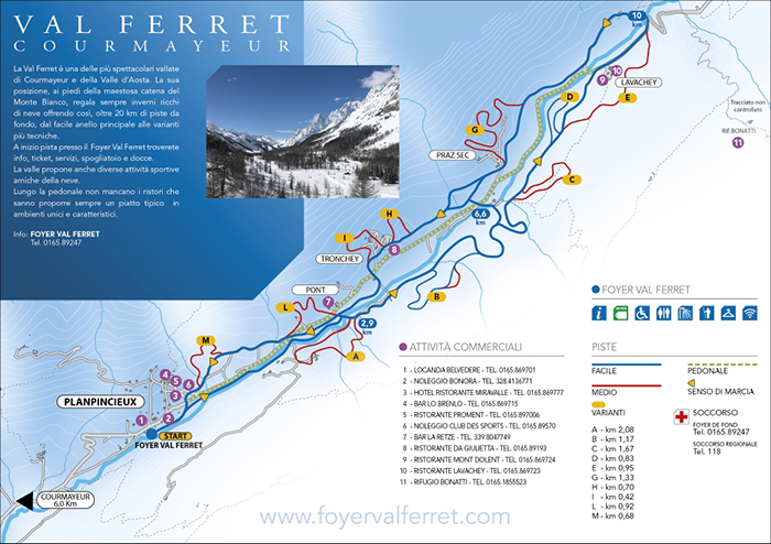 Cartina Val Ferret - Mappa piste di sci Val Ferret