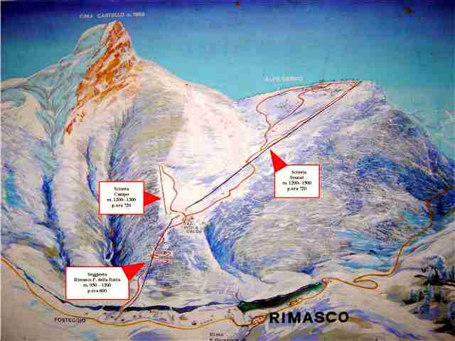 Cartina Alpe Campo Rimasco- Mappa piste di sci Alpe Campo Rimasco