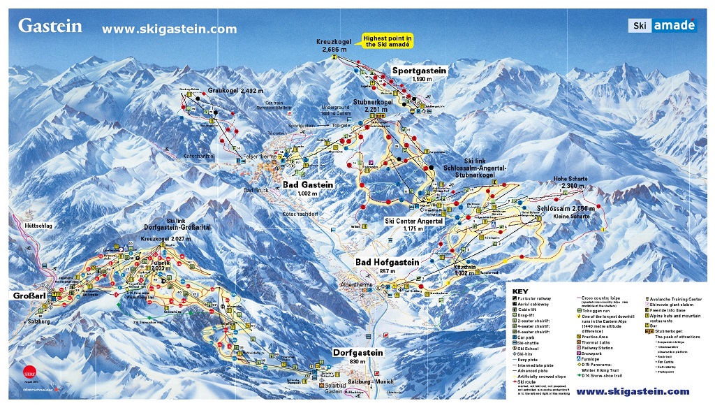 Cartina Bad Gastein - Mappa piste di sci Bad Gastein
