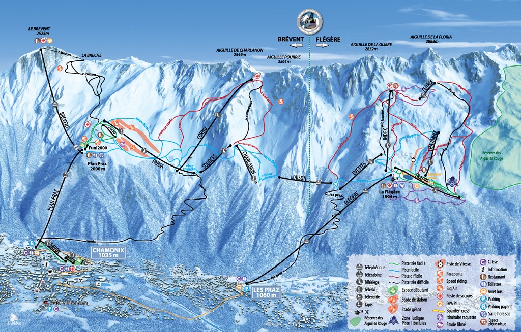 Cartina Chamonix - Mappa piste di sci Chamonix