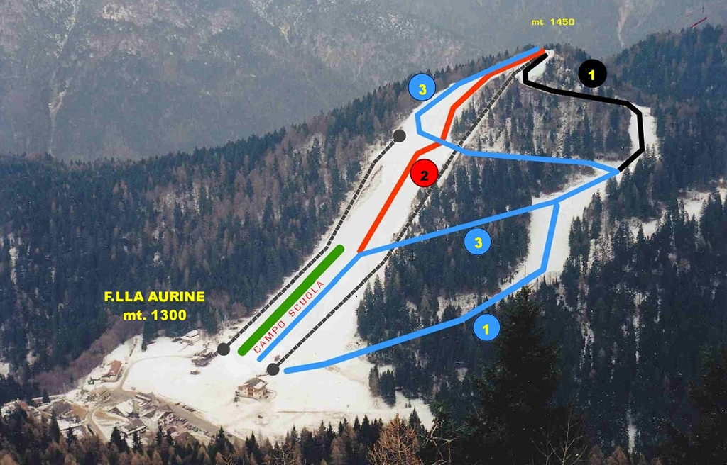Cartina Forcelle Aurine - Mappe piste di sci Forcelle Aurine