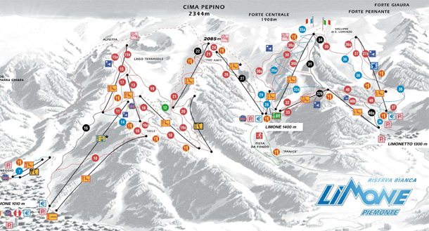 cartina piste sci skimap limone