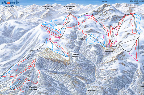 cartina piste sci skimap mondole ski