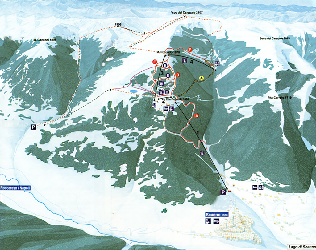 Cartina piste sci Scanno Passo Godi