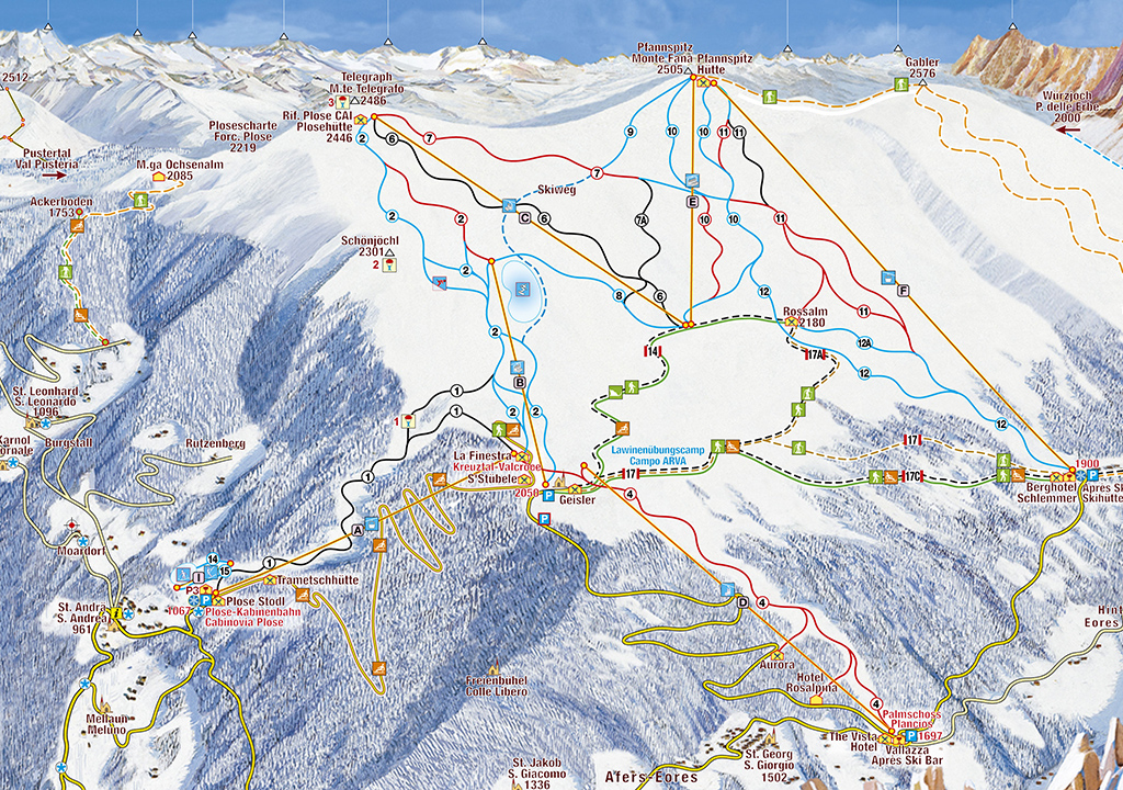 cartina piste sci skimap plose-bressanone