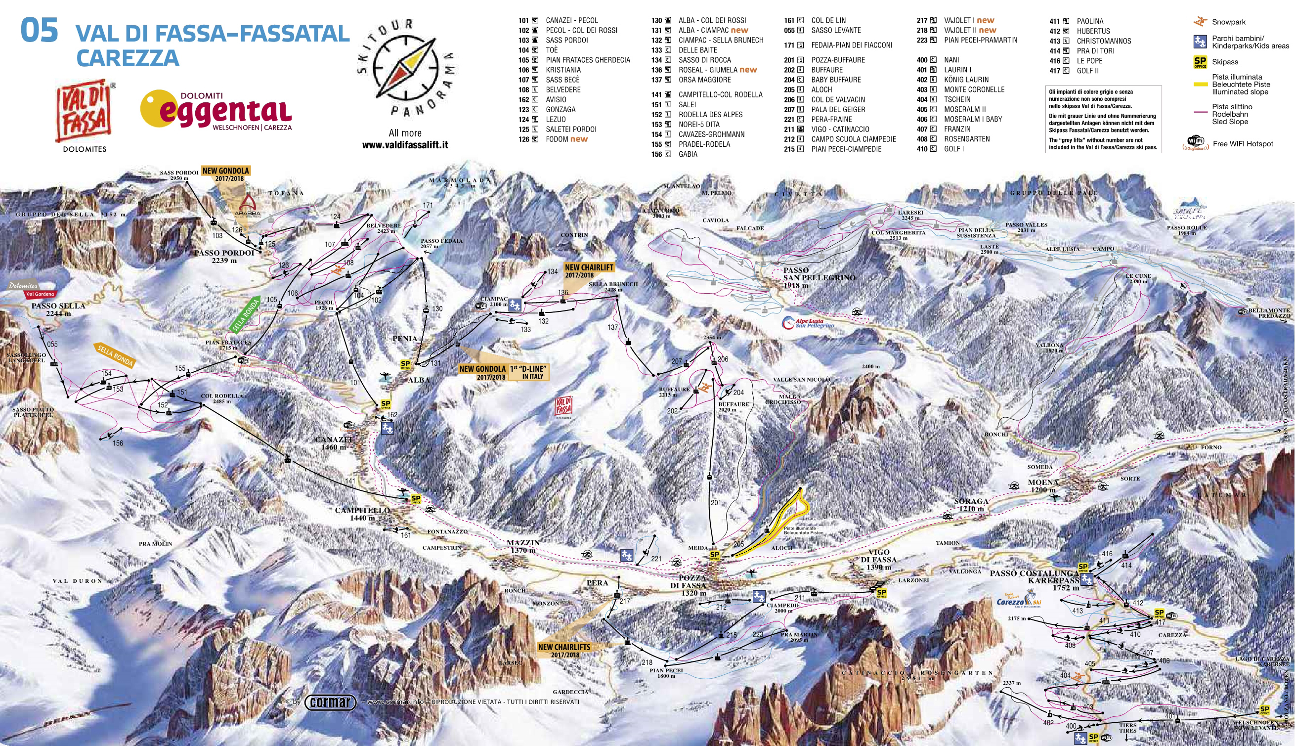 cartina piste sci skimap val di fassa