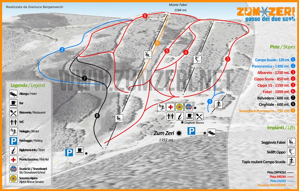 Cartina Zum Zeri - Passo Due Santi - Mappe piste sci Zum Zeri - Passo Due Santi