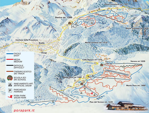 cartina piste sci skimap presolana