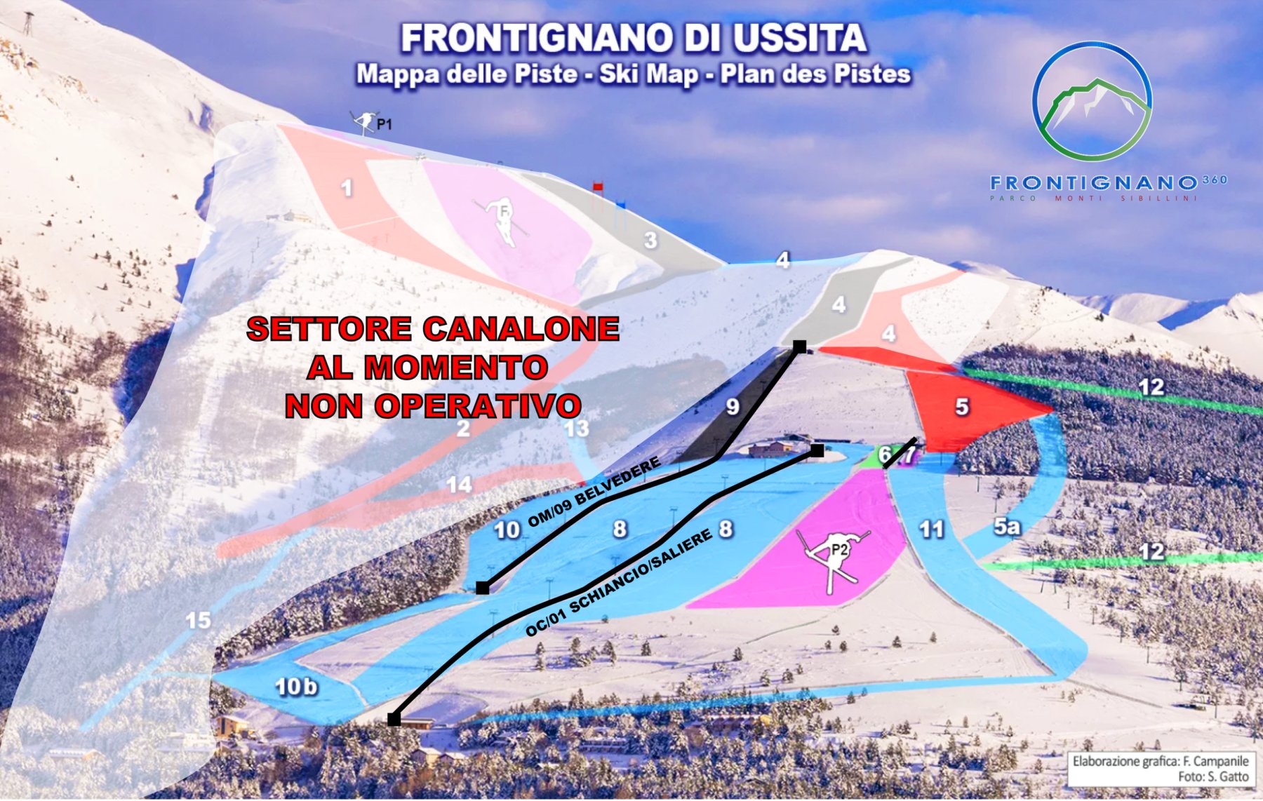 Cartina Frontignano Ussita - Mappa piste sci Frontignano Ussita