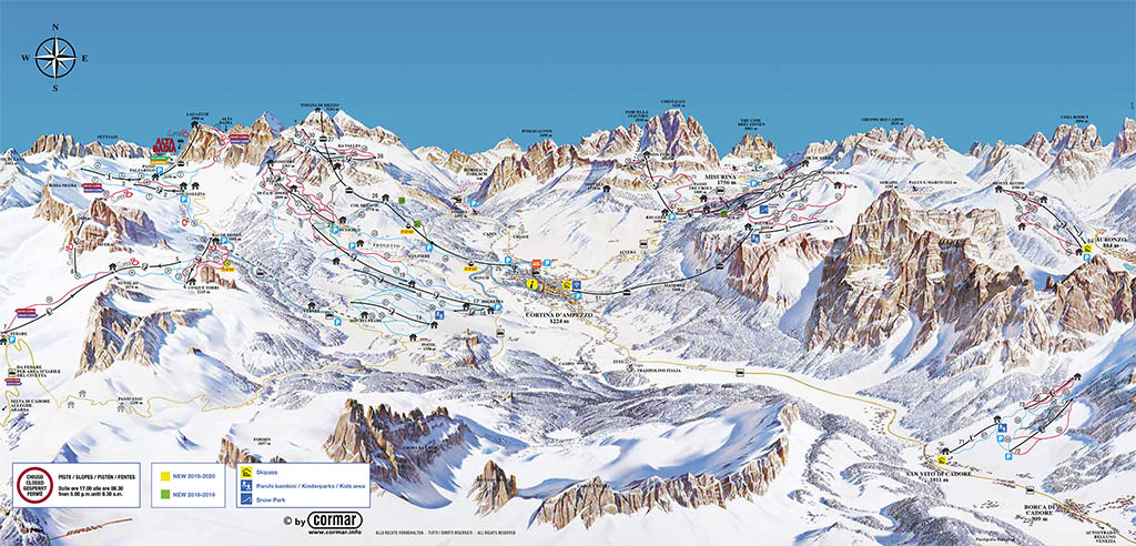 Cartina Cortina d'Ampezzo - Mappa piste sci Cortina d'Ampezzo