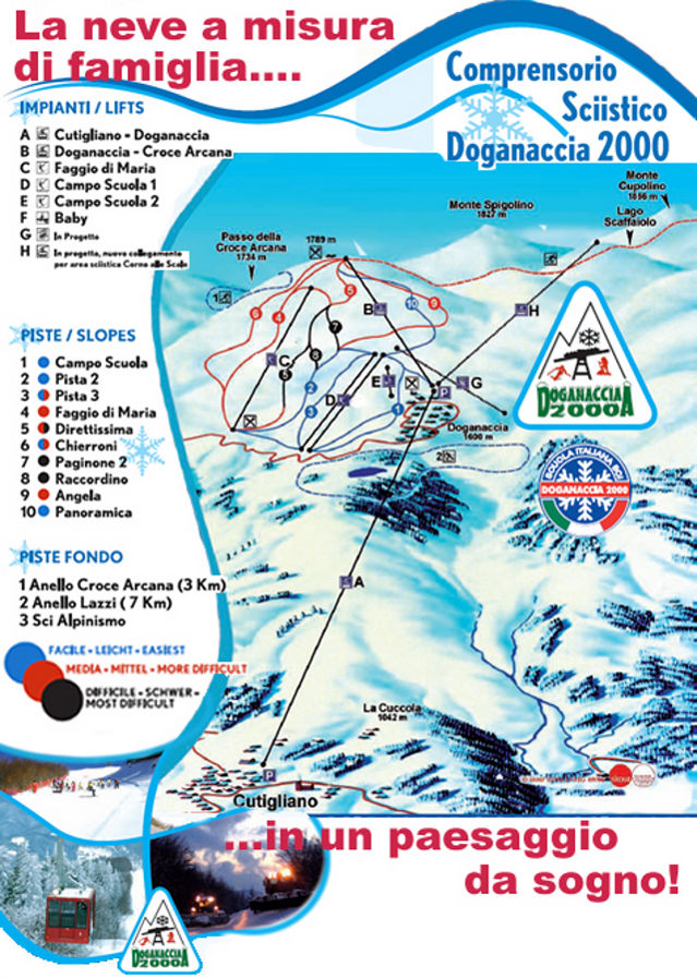 Cartina Cutigliano - Doganaccia- Mappa piste sci Cutigliano - Doganaccia