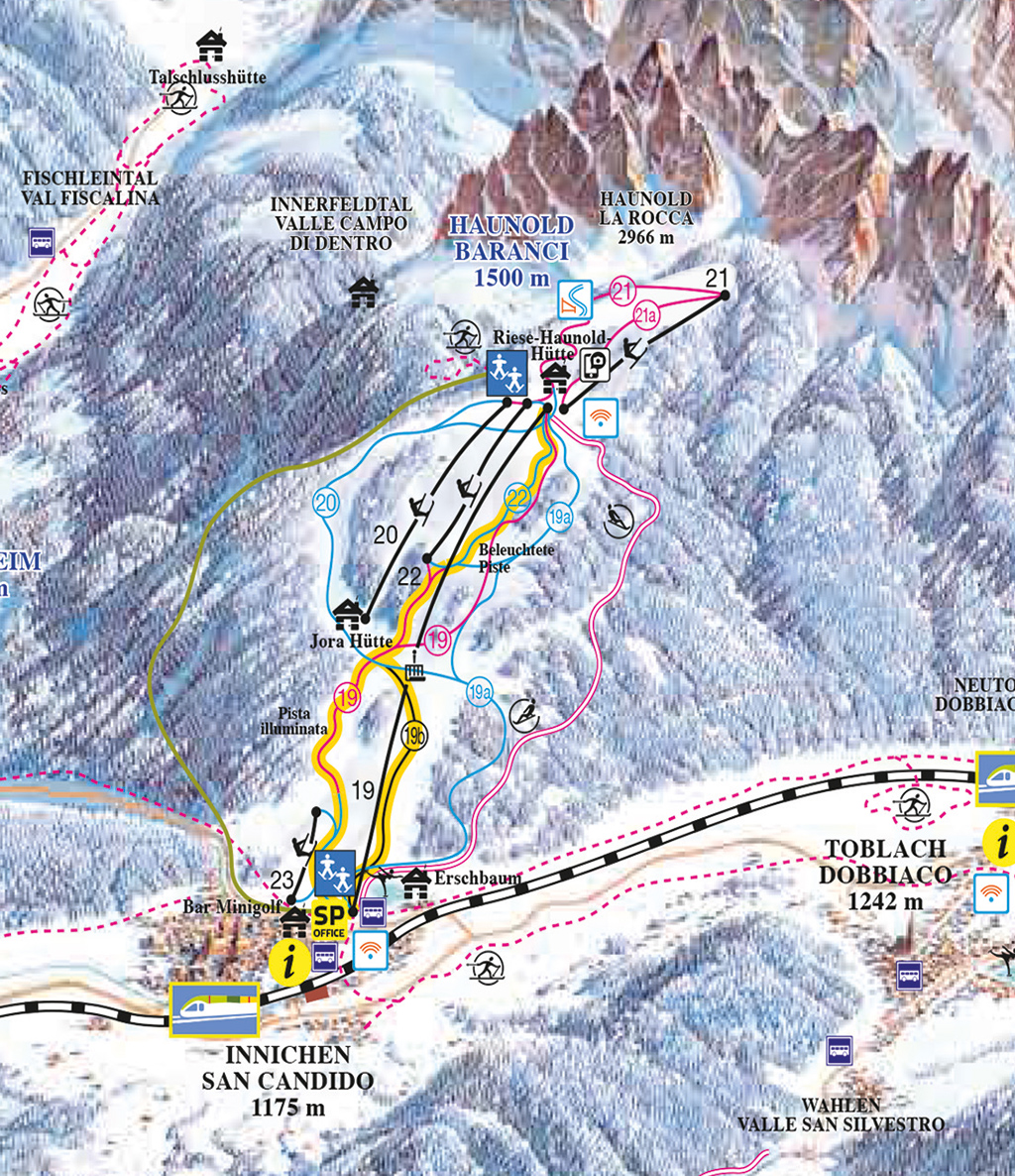 Cartina piste sci San Candido - Monte Baranci - Skimap San Candido - Monte Baranci