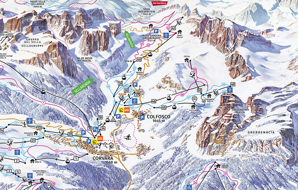 Cartina Colfosco - Mappa piste sci Colfosco