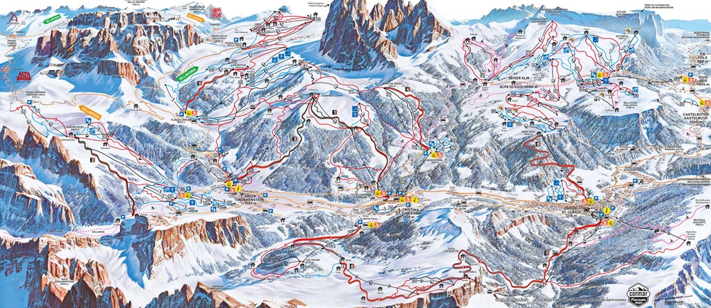 Cartina Val Gardena - Mappa piste sci Val Gardena