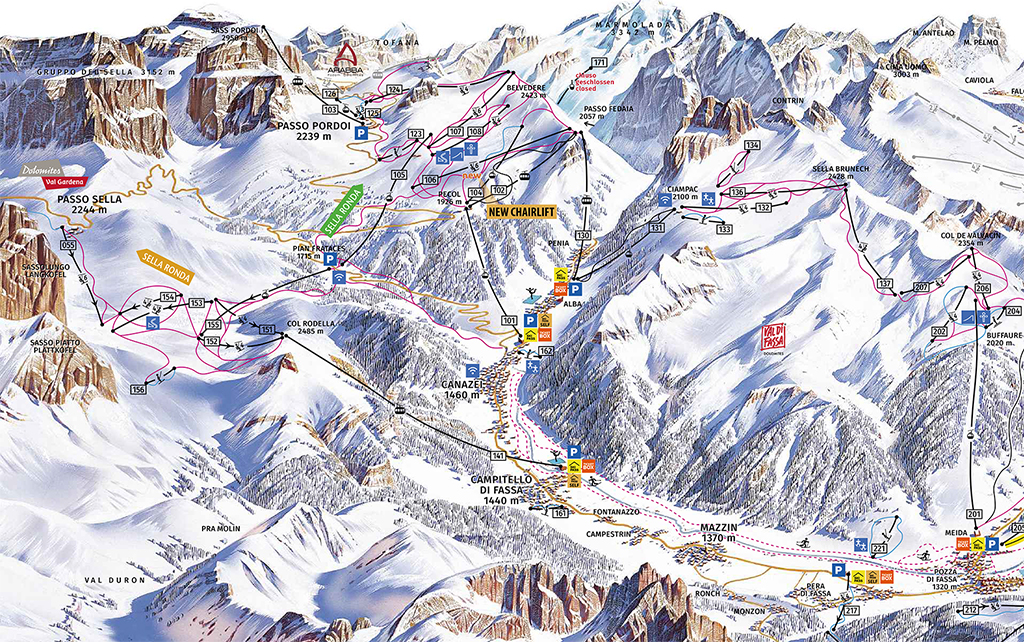 Cartina piste Canazei - Skimap Canazei