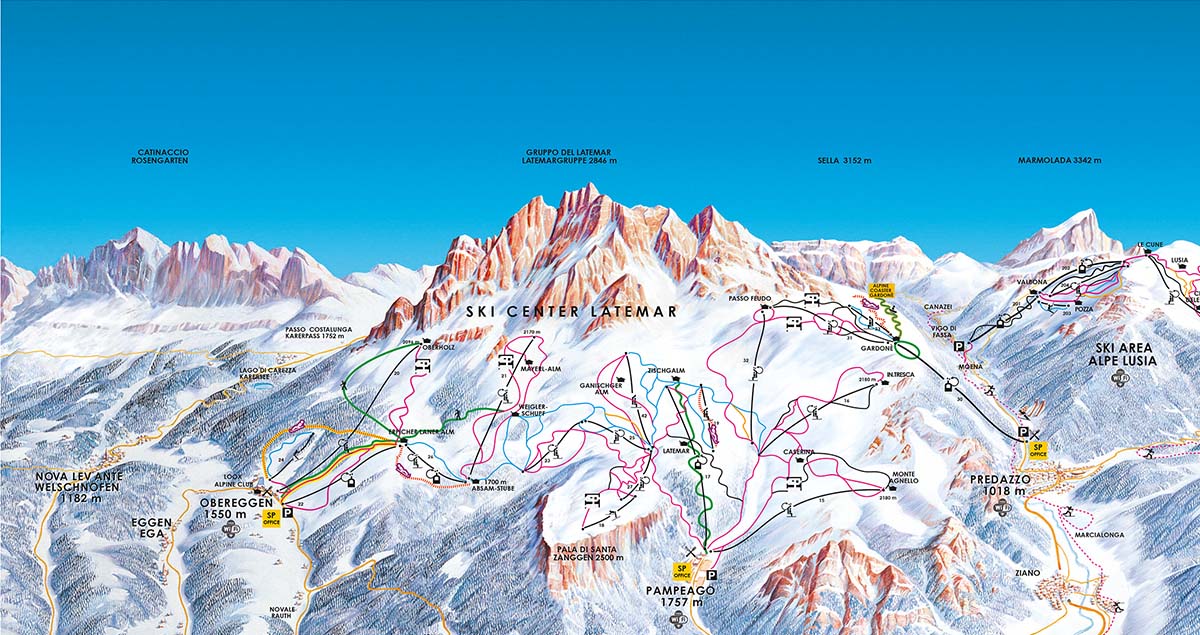 Cartina Ski Center Latemar