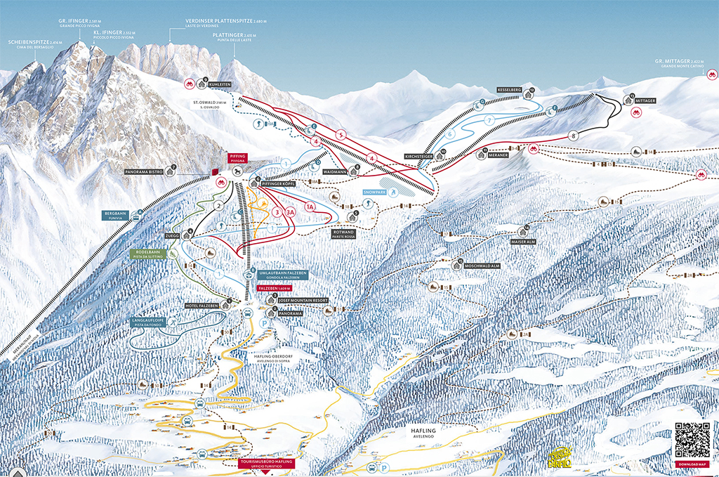 Cartina Merano 2000 - Mappa piste sci Merano 2000