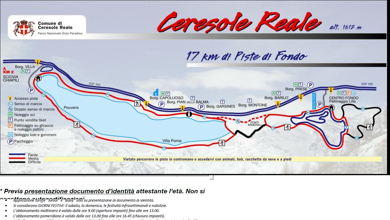 Cartina Ceresole Reale - Mappa piste sci Ceresole Reale