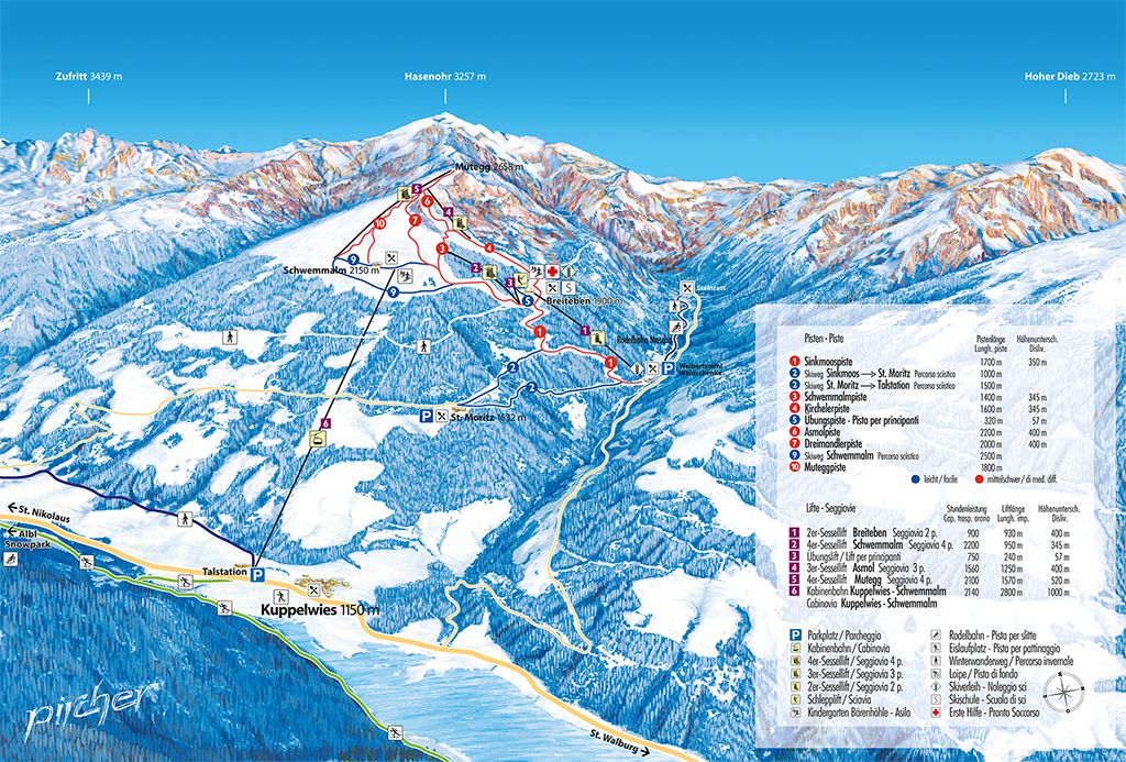 Cartina Malga Guazza Schwemmalm - Mappa piste di sci Malga Guazza Schwemmalm