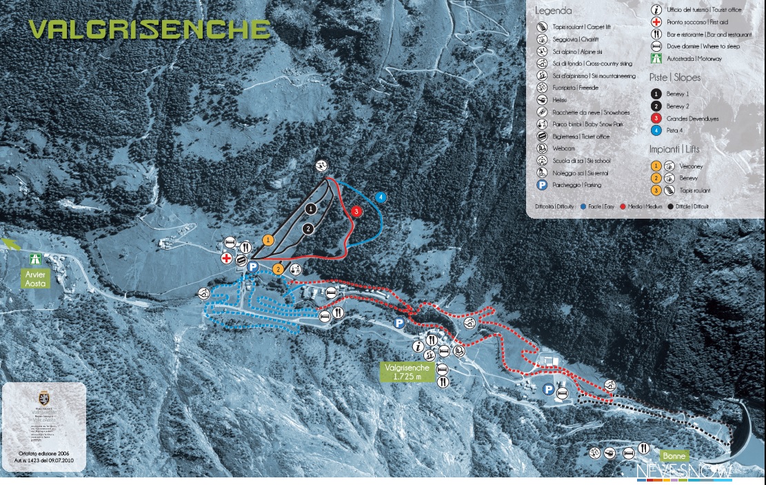 Cartina Valgrisenche - Mappa piste sci Valgrisenche
