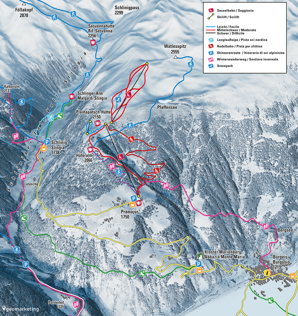 Cartina Watles - Mappa piste sci Watles