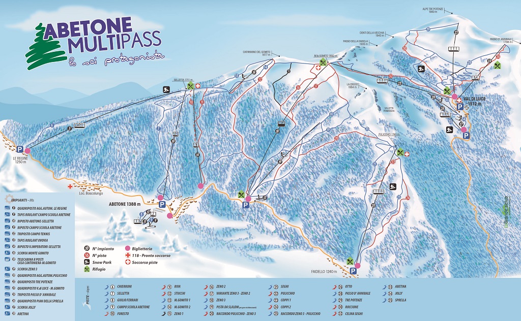Cartina piste sci Abetone - Skirama Abetone