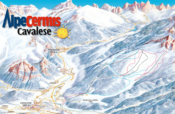 Cartina Alpe Cermis - Mappa delle piste Cavalese