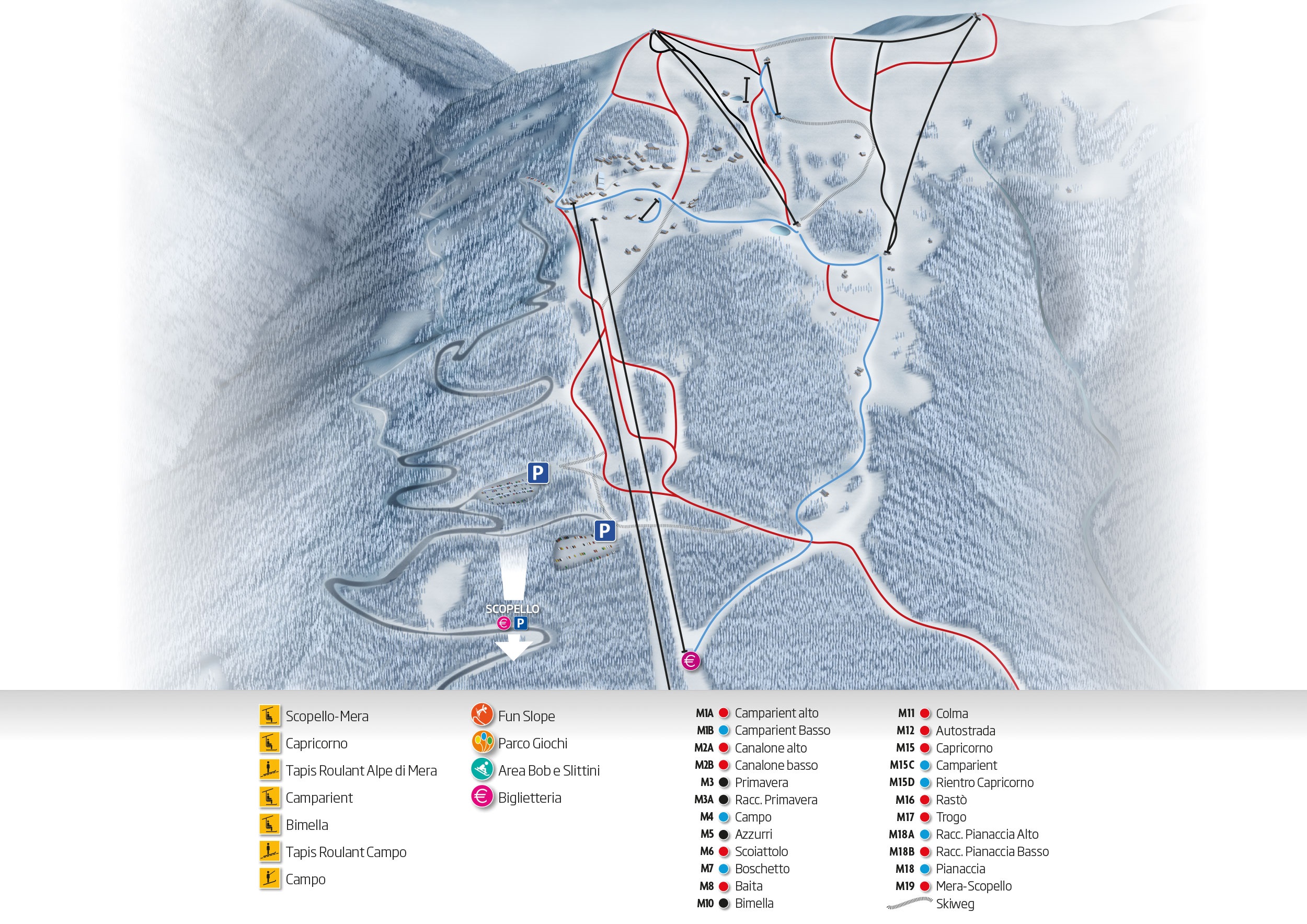 Cartina Alpe di Mera - Mappa piste di sci Alpe di Mera