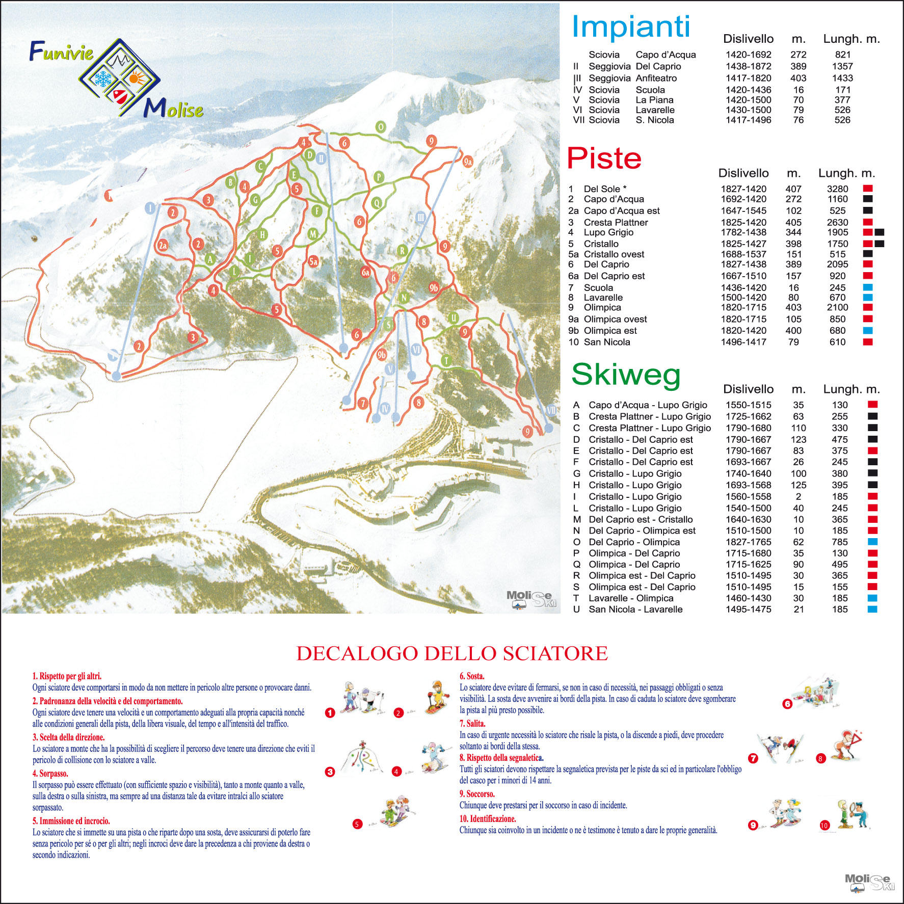 Cartina Campitello Matese - Mappa piste sci Campitello Matese