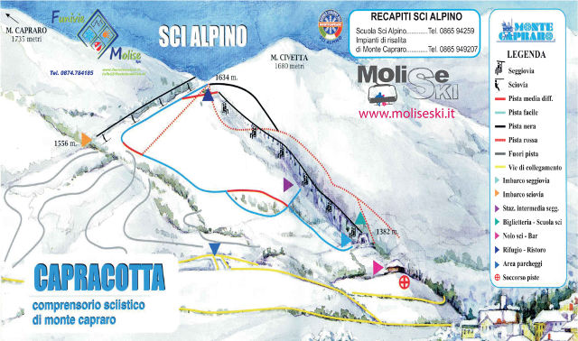 Cartina Capracotta - Mappa piste di sci Capracotta