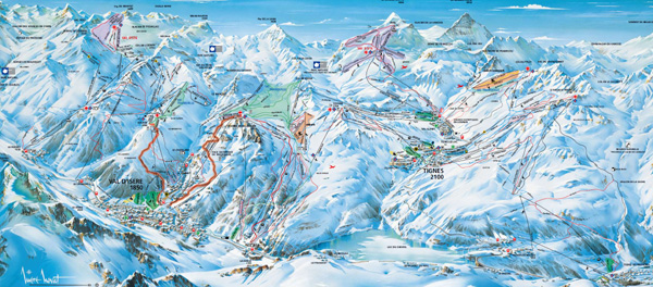 Cartina piste sci Espace Killy - Skimap Espace Killy