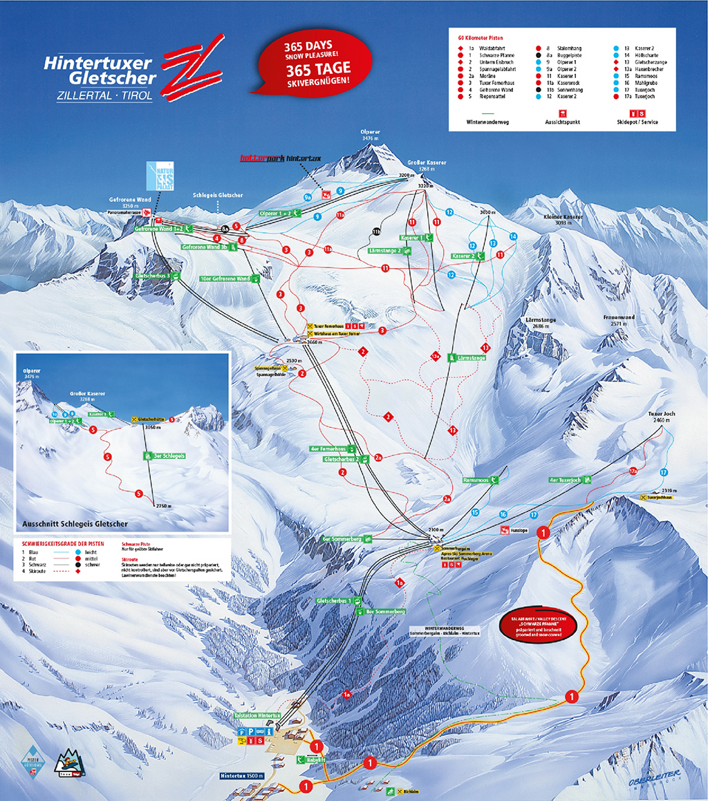 Cartina Hintertux - Skimap Hintertux