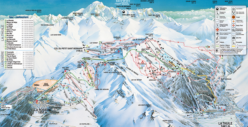 Cartina La Thuile - La cartina delle piste e degli impianti di risalita di La Thuile