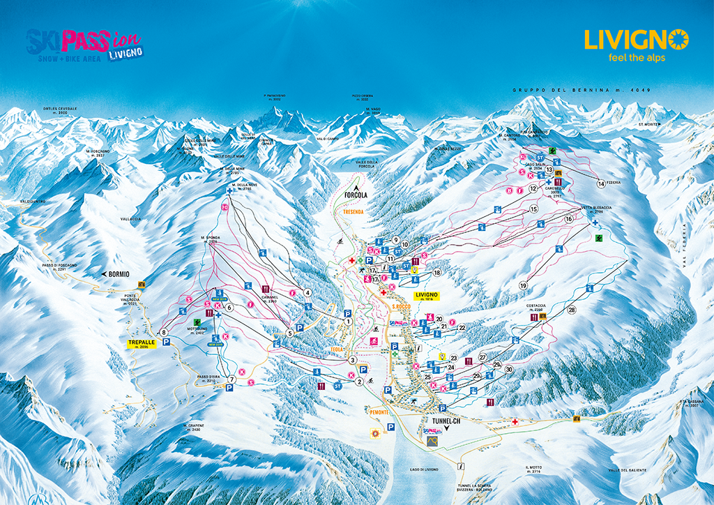 Cartina Livigno - Mappa piste sci Livigno