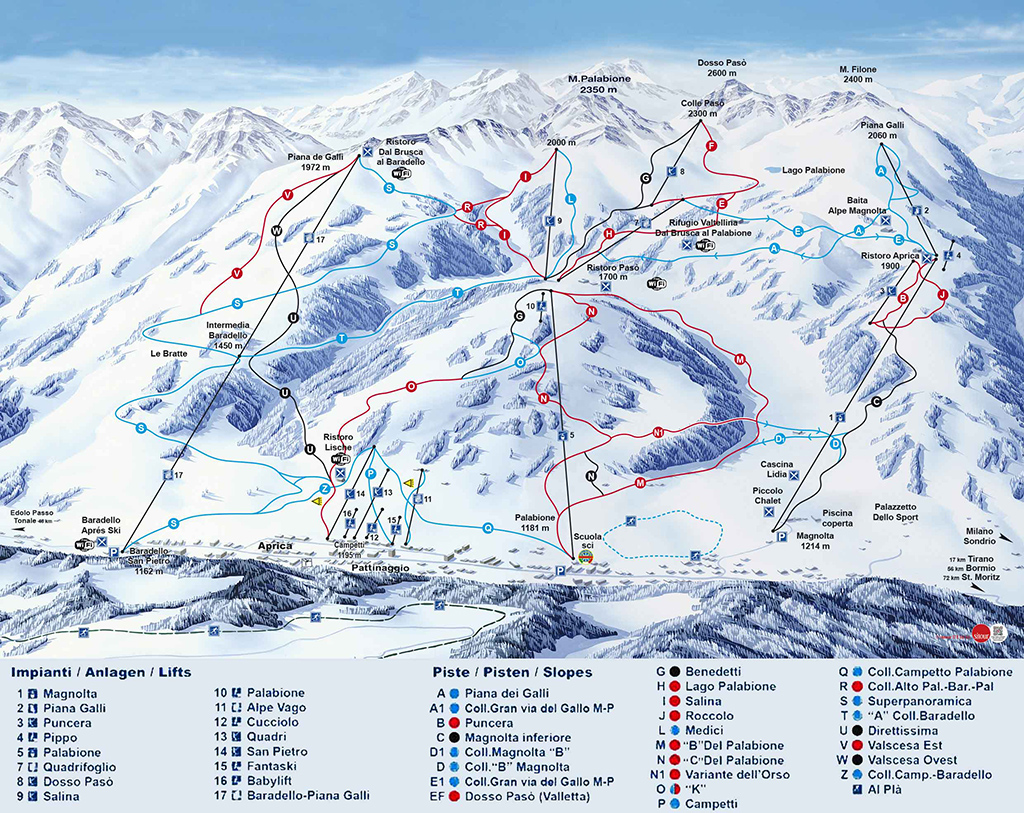 Cartina piste Aprica - Skimap Aprica