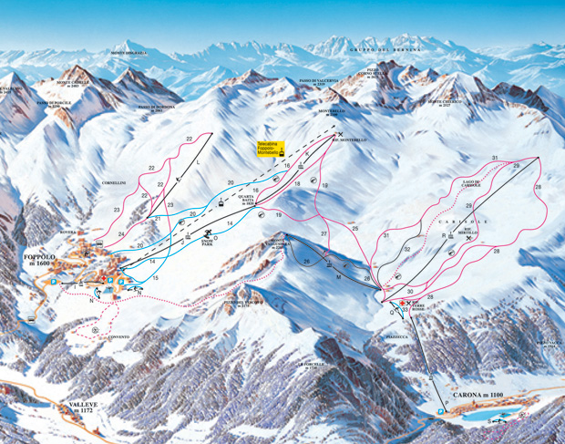 Cartina piste Carona - Skimap Carona